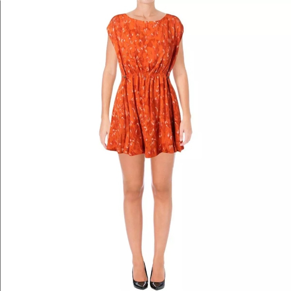 NWT Free People Fake Love Orange Open Back Mini SZ M🏖